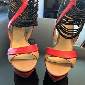 Elegant Red and Black Women's Heels